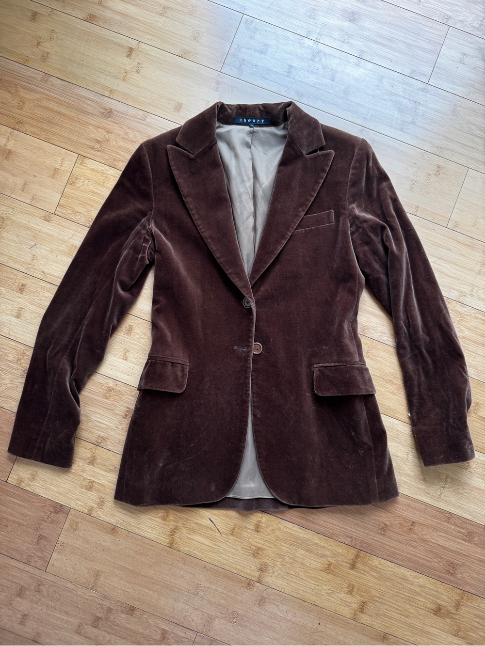 THEORY chocolate brown velvet blazer